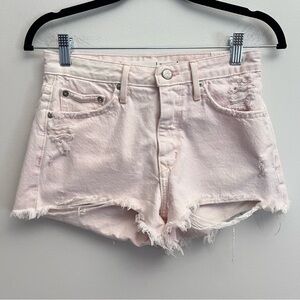 Lovers + Friends Amalfi pink Jack High Waisted Fringe Denim Shorts Size 25